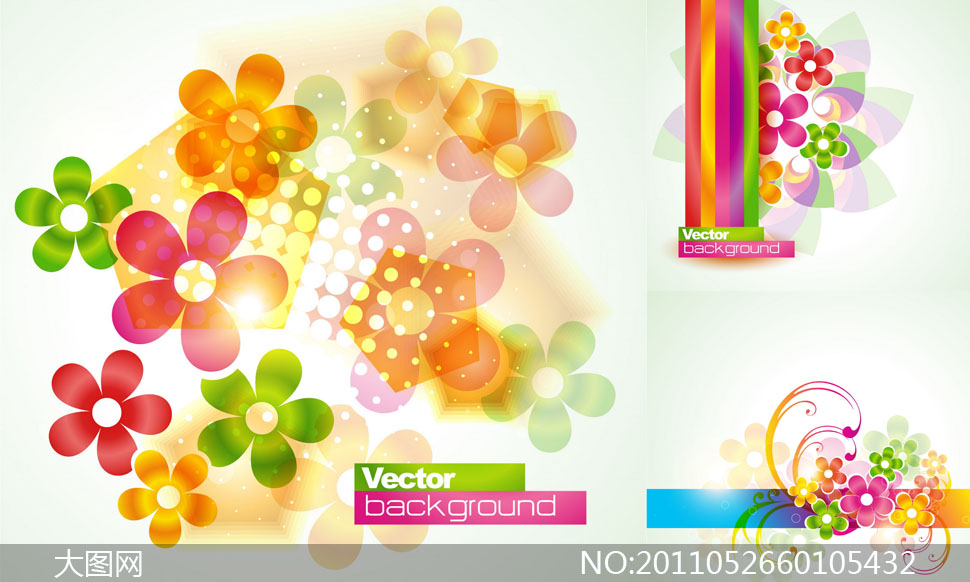 五彩斑斓梦幻花朵背景矢量素材 - 大图网设计素