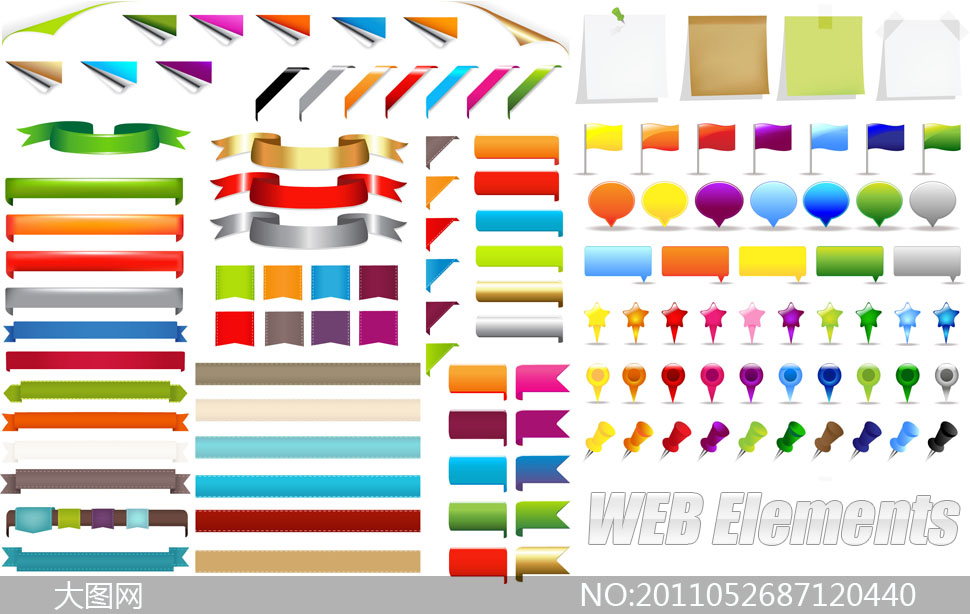 潮流缤纷色彩网页设计元素矢量素材 - 大图网设