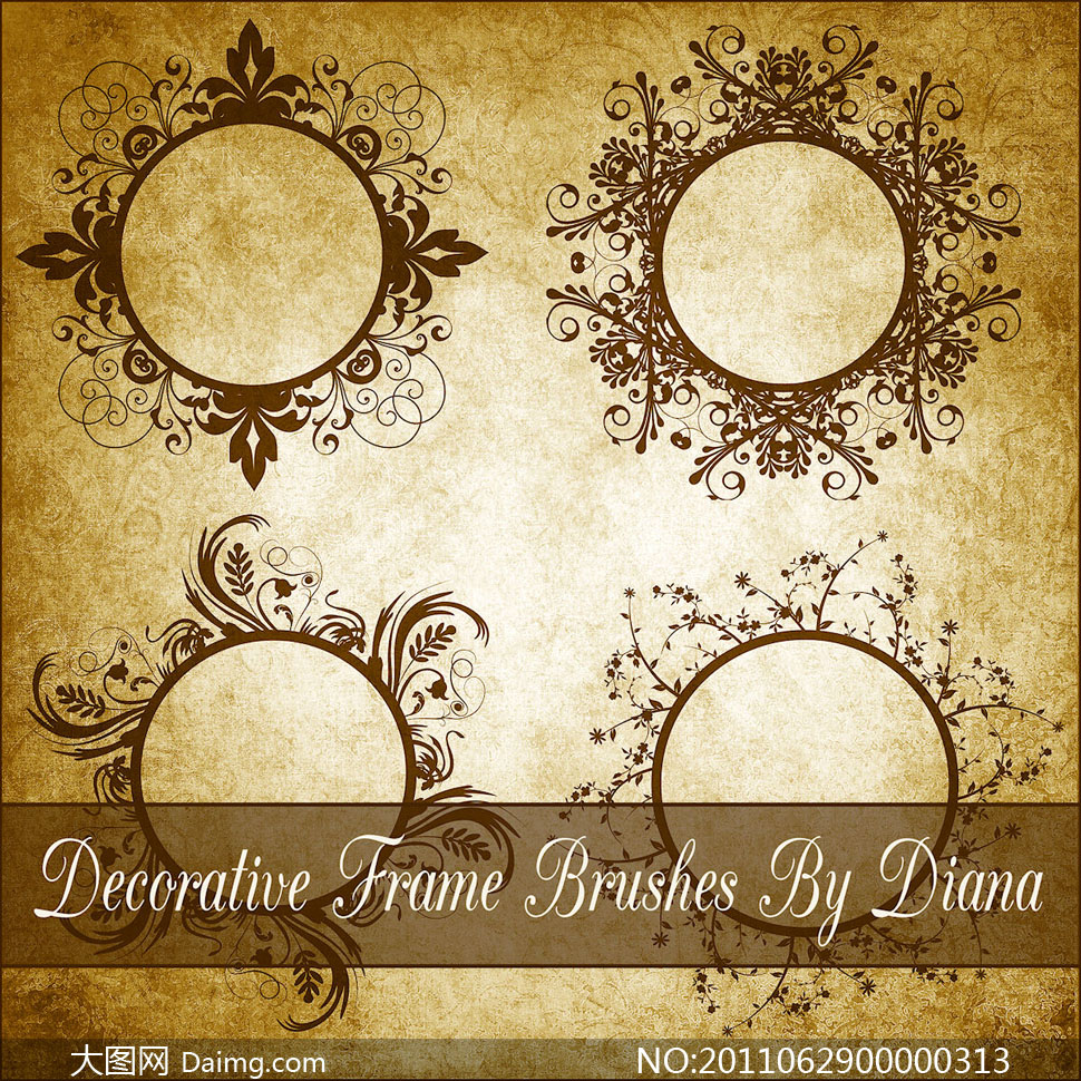 圆形相框笔刷 - 大图网设计素材下载