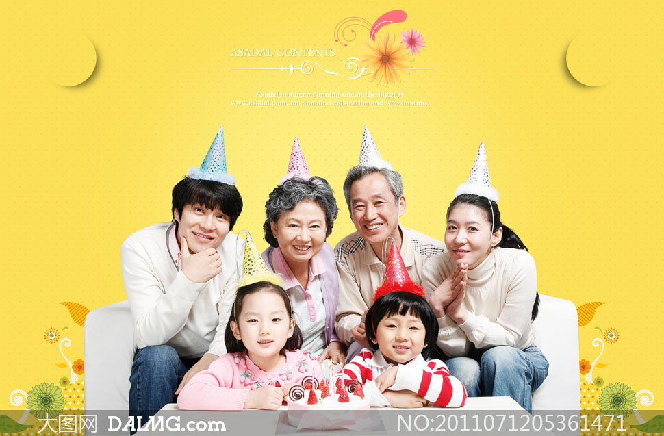 生日全家福合影psd分层素材