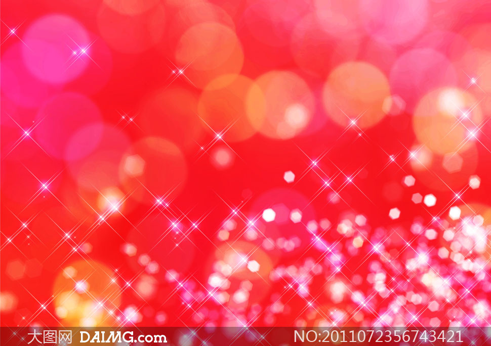 星光闪烁散景高光模糊朦胧圆圈红色粉色炫彩艳