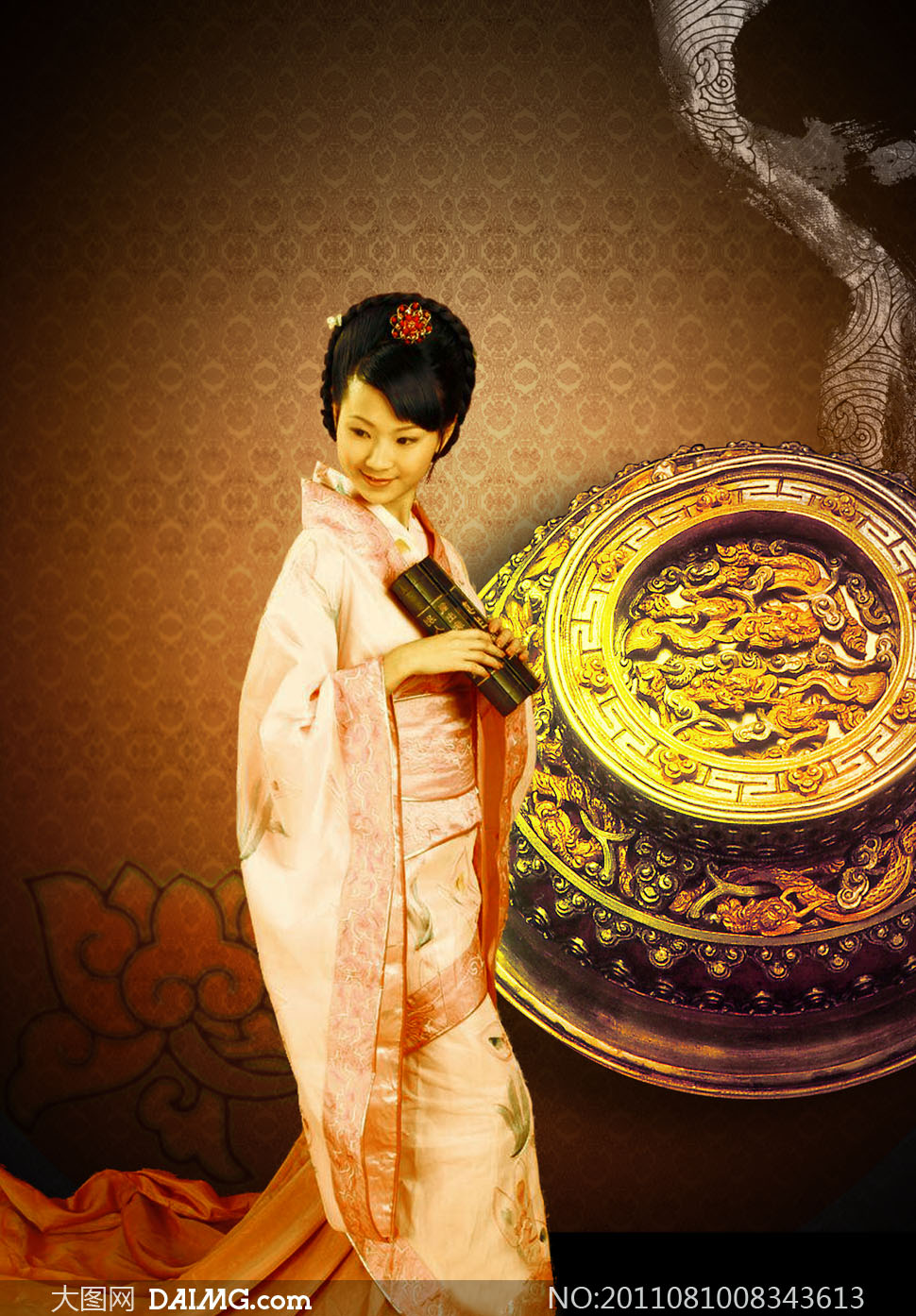 中国风房地产美女人物PSD分层素材 - 大图网设