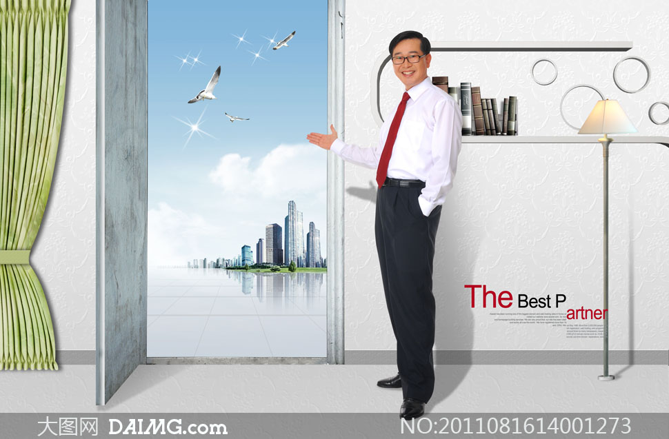 打开的房门与欢迎手势PSD分层素材 - 大图网设