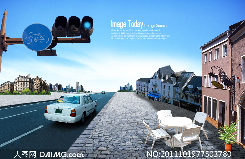 城市街道交通指示灯创意设计PSD分层素材 - 大