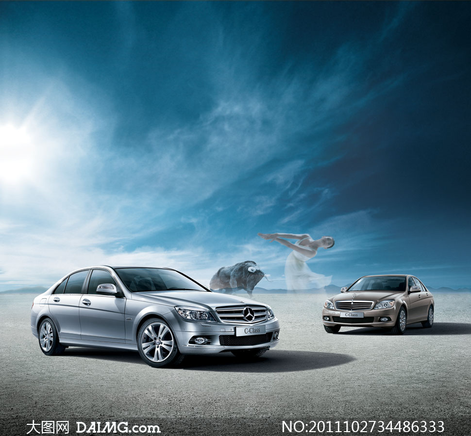 梅赛德斯奔驰c级轿车广告设计源文件