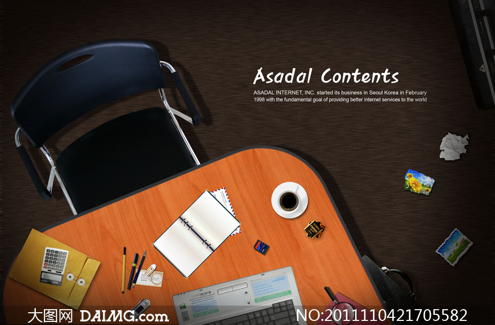 室内桌子上的什物顶视图PSD分层素材 - 大图网