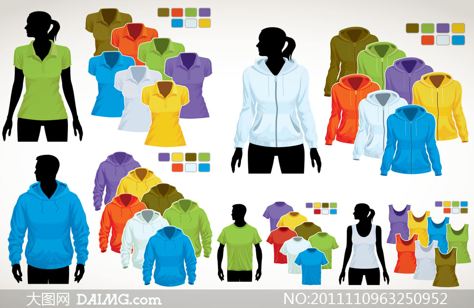 卫衣与背心服装设计模板矢量素材 - 大图网设计