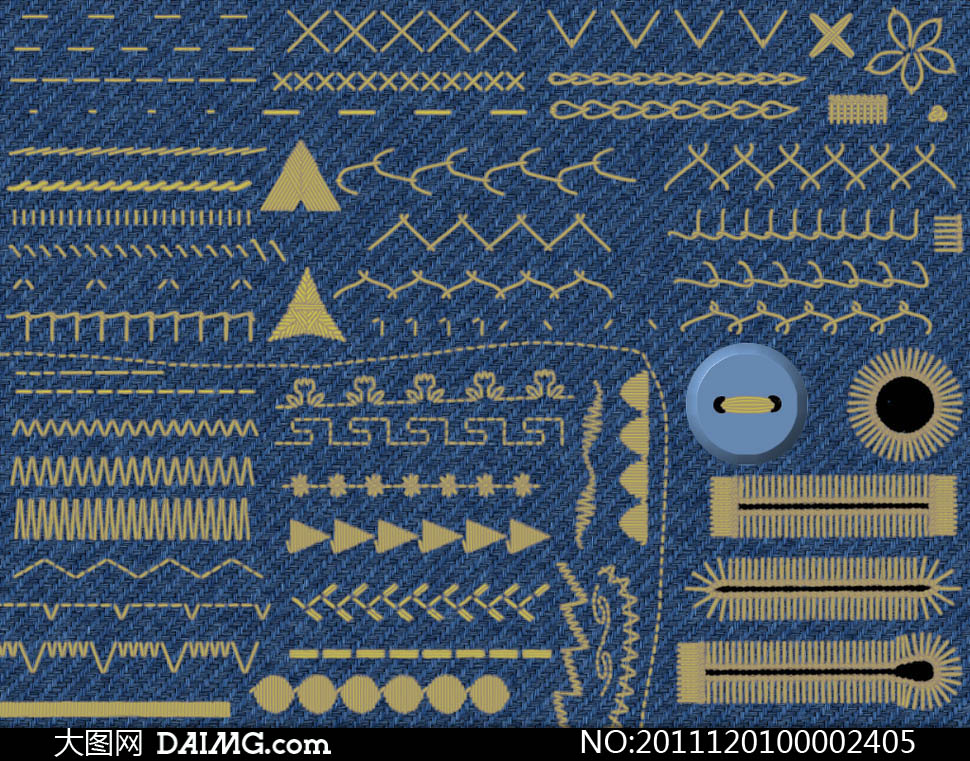 缝线和纽扣笔刷 - 大图网设计素材下载