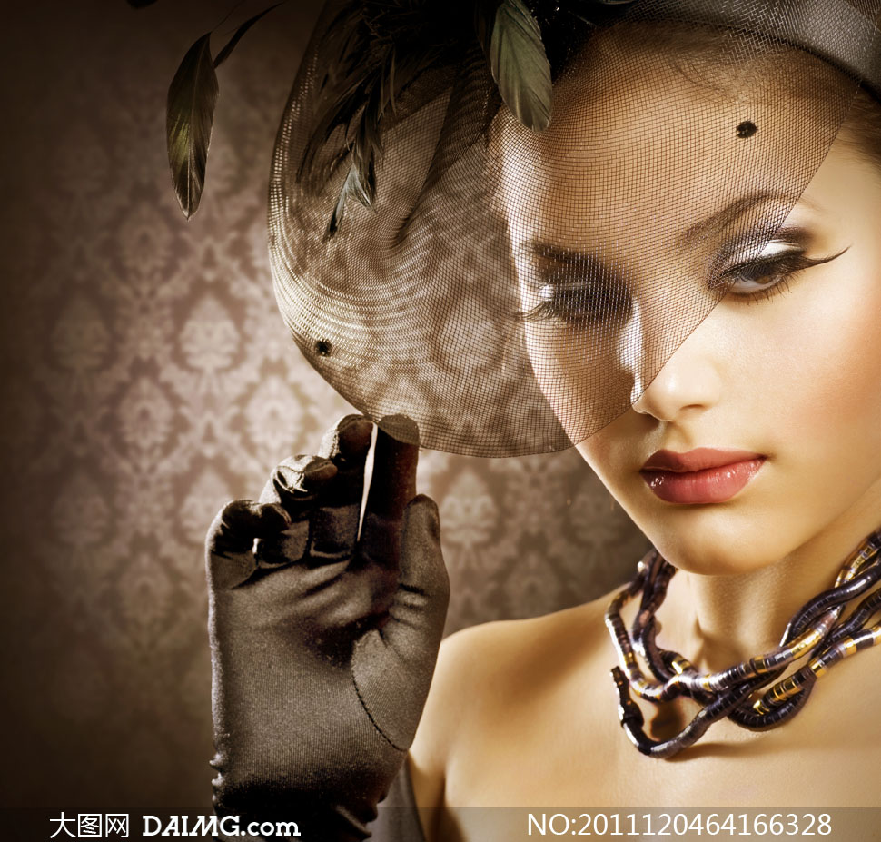 复古时尚妆容美女人物高清摄影图片 - 大图网设