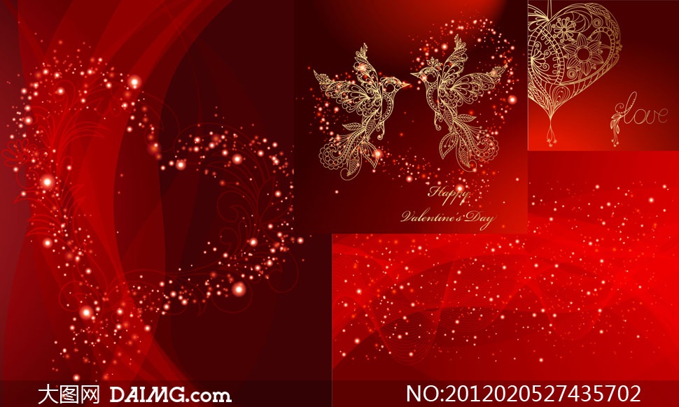 红色情人节背景矢量素材