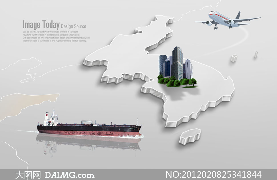 立体地图与船只飞机PSD分层素材 - 大图网设计