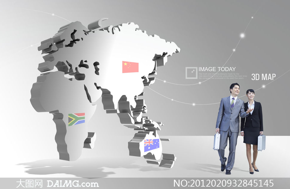立体地图与商务职场人物PSD分层素材 - 大图网
