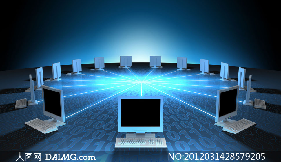 多台电脑网络互联创意设计高清图片 - 大图网设