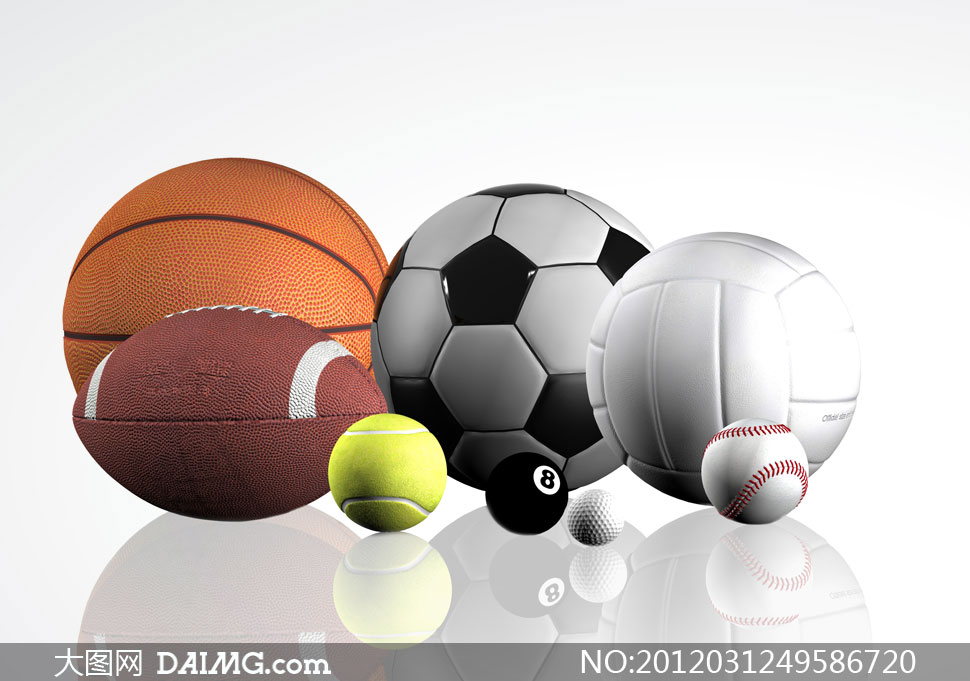 篮球足球排球等球类运动用品高清图片 - 大图网