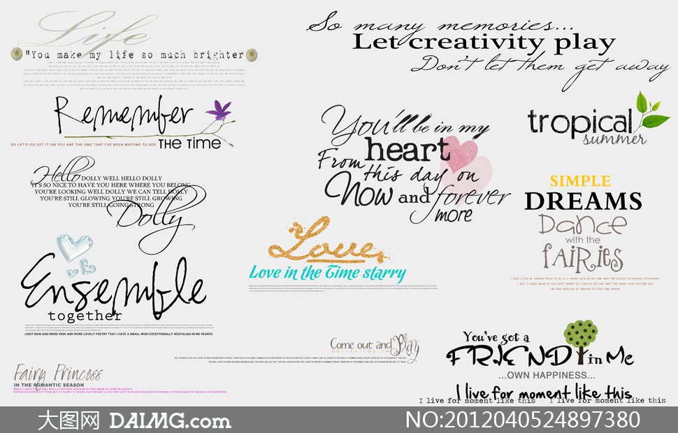 最新照片杂志手写英文装饰文字