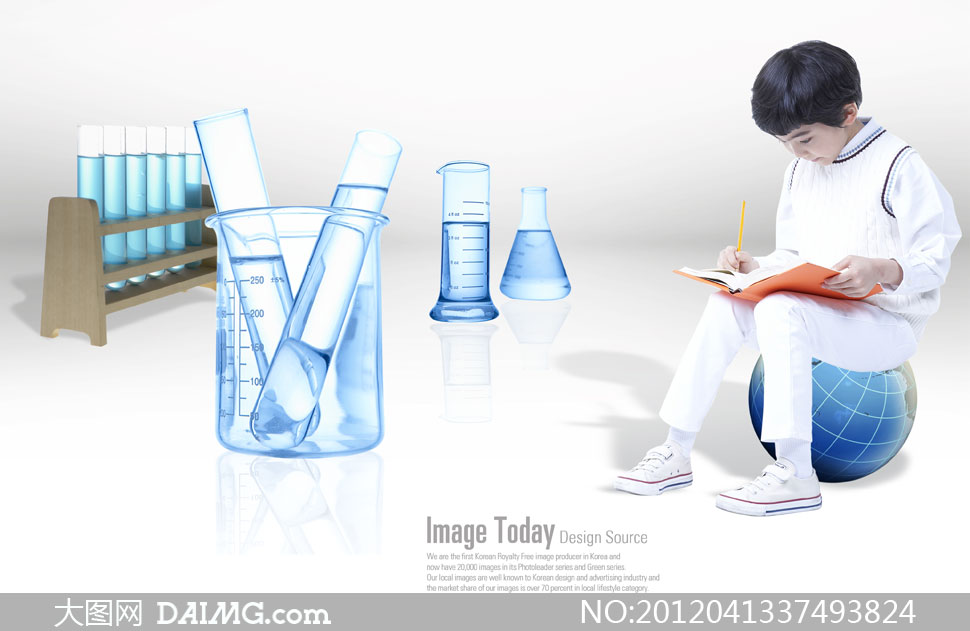 坐在地球上的小学生创意PSD分层素材 - 大图网