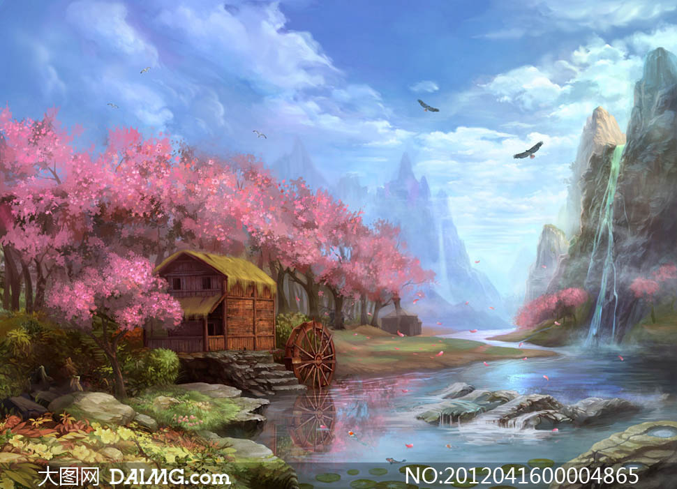 手绘梦幻风景设计图片素材 - 大图网设计素材下