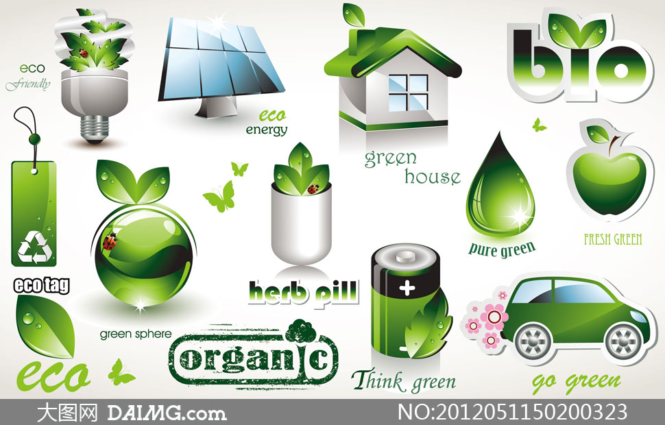 节能减排环保生态主题矢量素材 - 大图网设计素