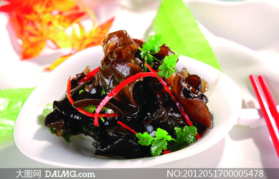 爽口黑木耳美食摄影图片