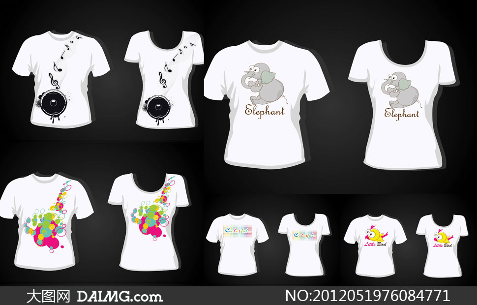 短袖t恤衫设计模板矢量素材