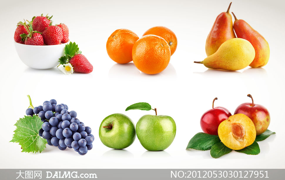 草莓葡萄苹果等水果摄影高清图片
