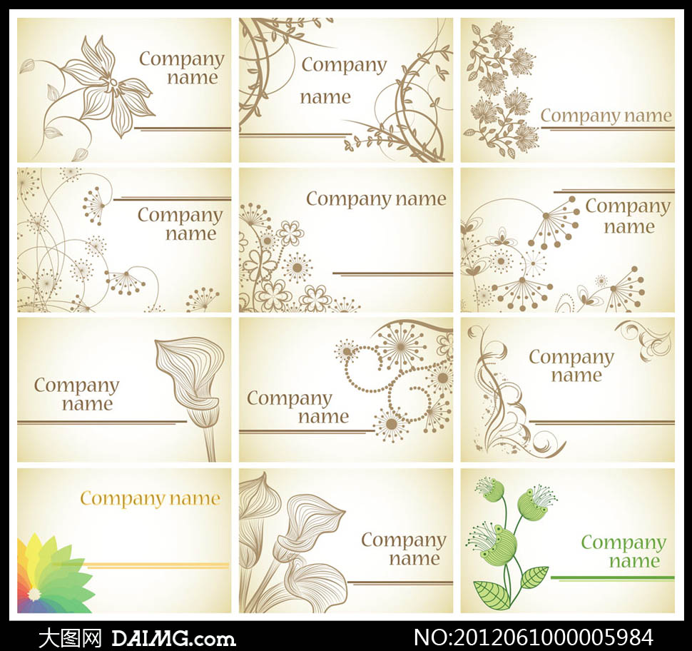 简洁手绘花朵名片背景矢量素材 - 大图网设计素