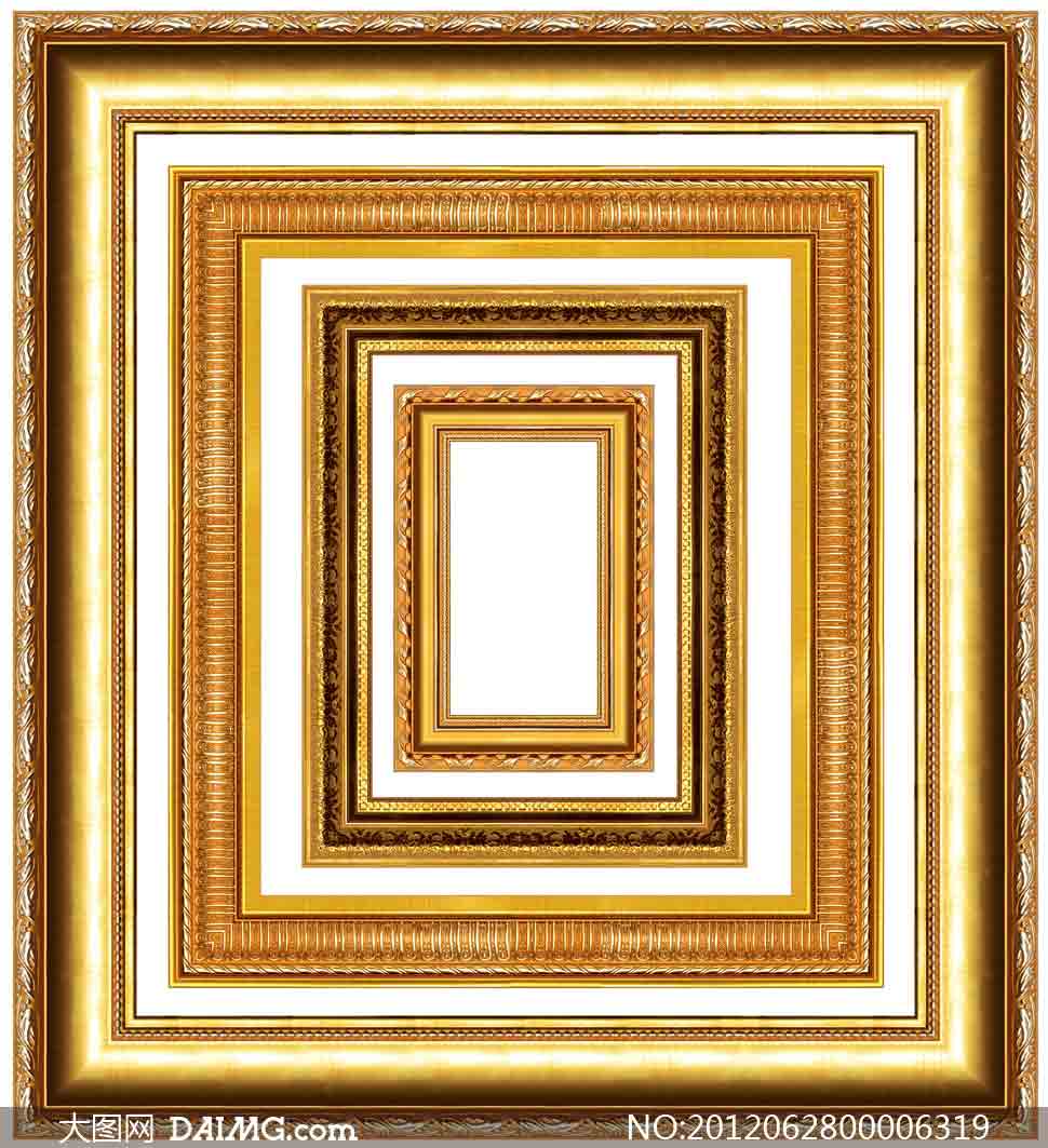 金色质感的相框边框PSD分层素材 - 大图网设计