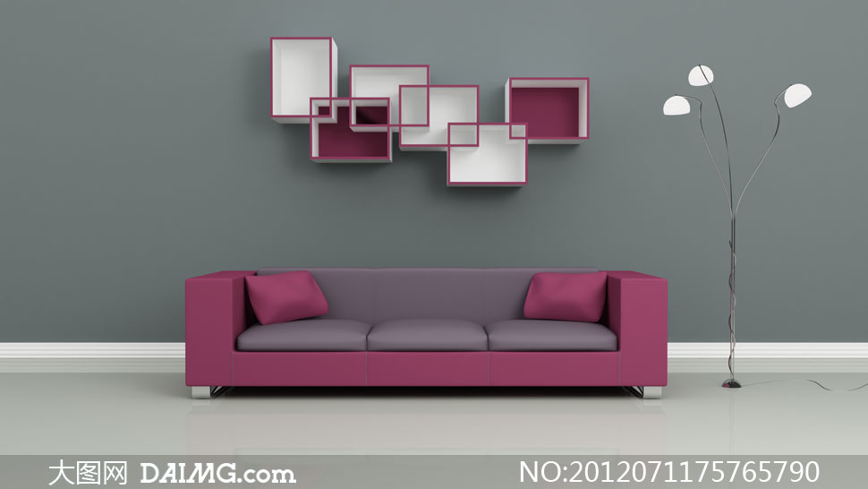 创意格子与三人座沙发高清图片 - 大图网设计素