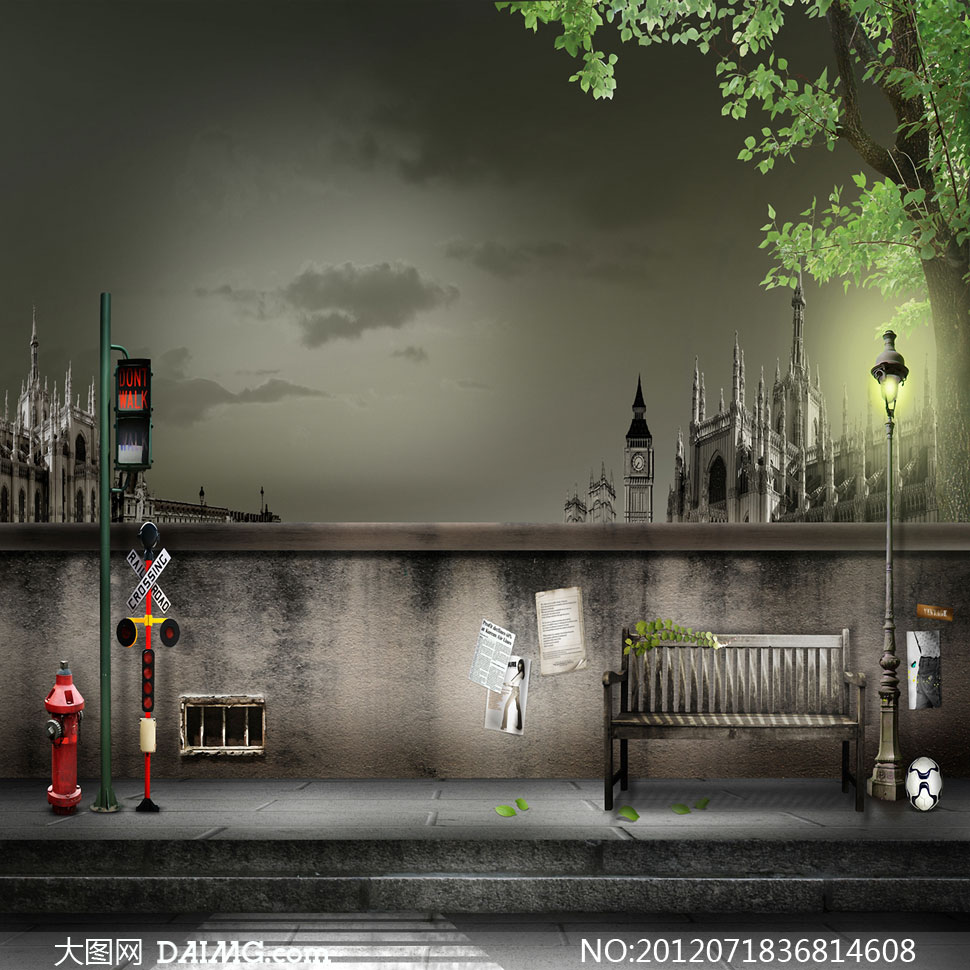 茂盛大树马路风光影楼摄影背景图片 - 大图网设