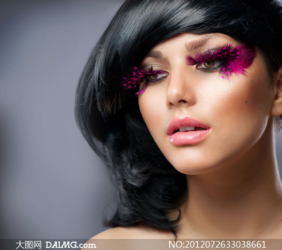 黑发彩妆靓丽时尚美女摄影高清图片 - 大图网设
