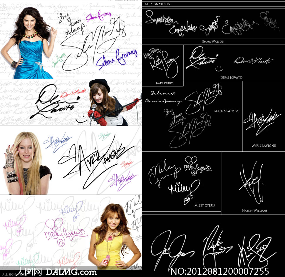 国外明星手写签名笔刷 - 大图网设计素材下载