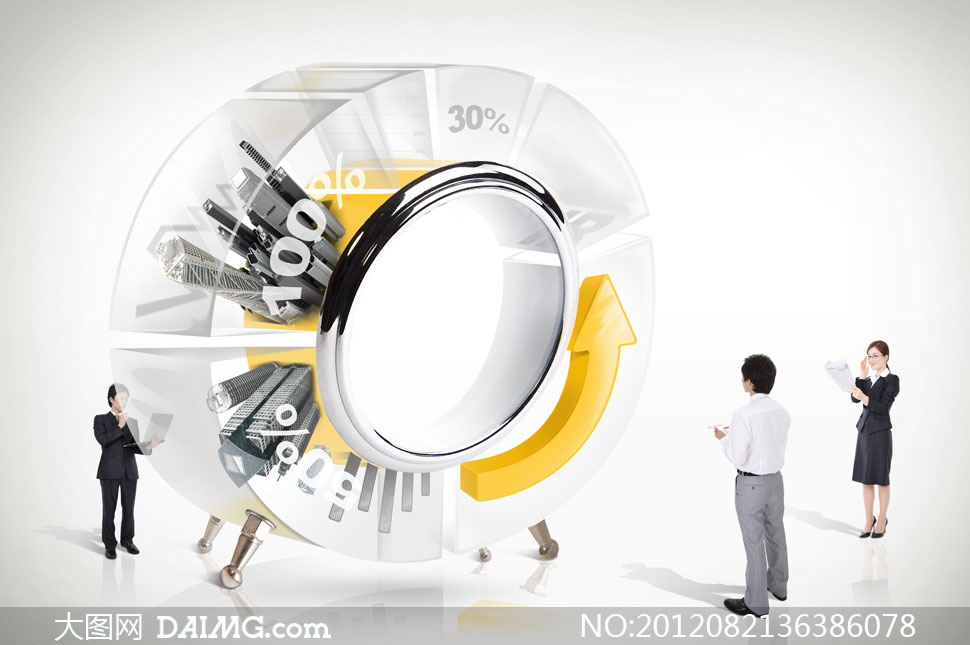 创意环形与职场人物psd分层素材 - 大图网设计