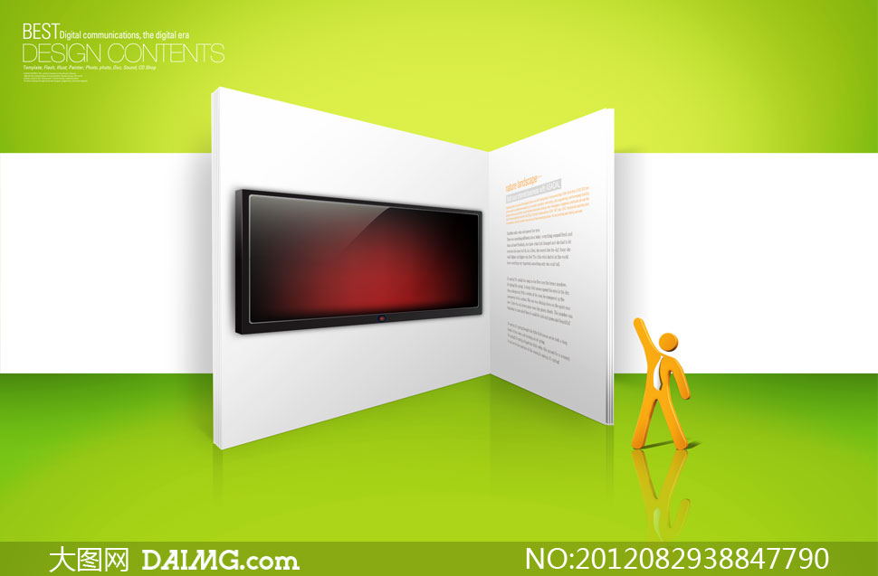 打开的画册与3D小人PSD分层素材 - 大图网设