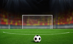 正对球门摆放的足球摄影高清图片 - 大图网设计