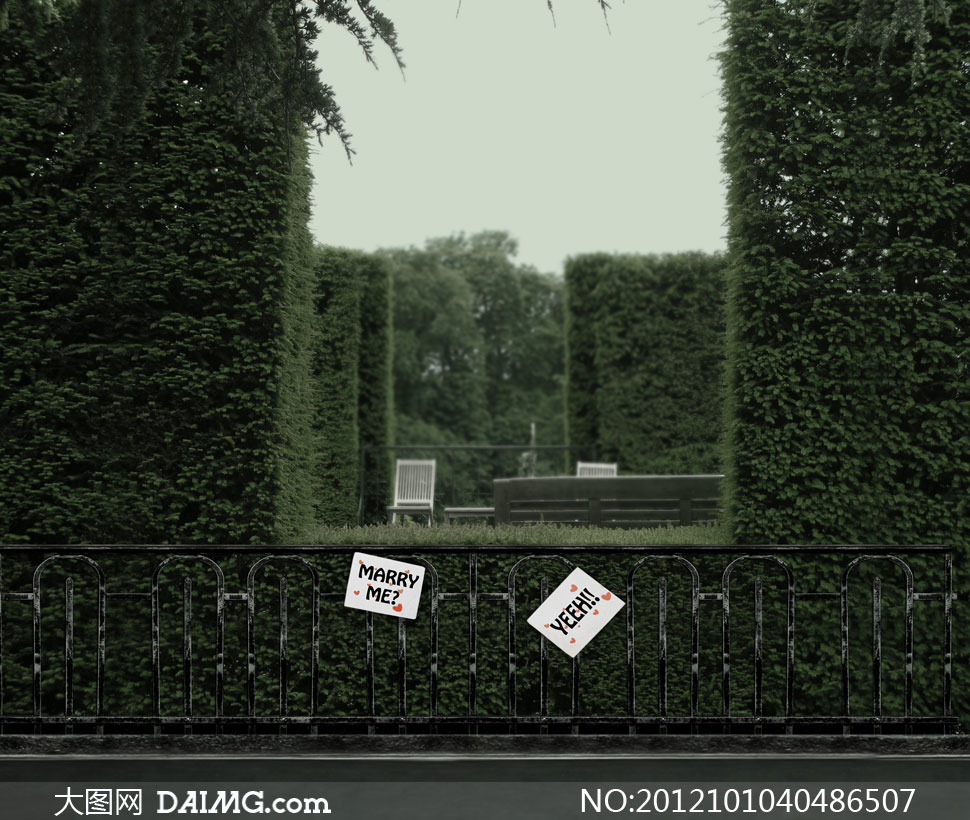 挂白色牌子的栏杆影楼摄影背景图片 - 大图网设