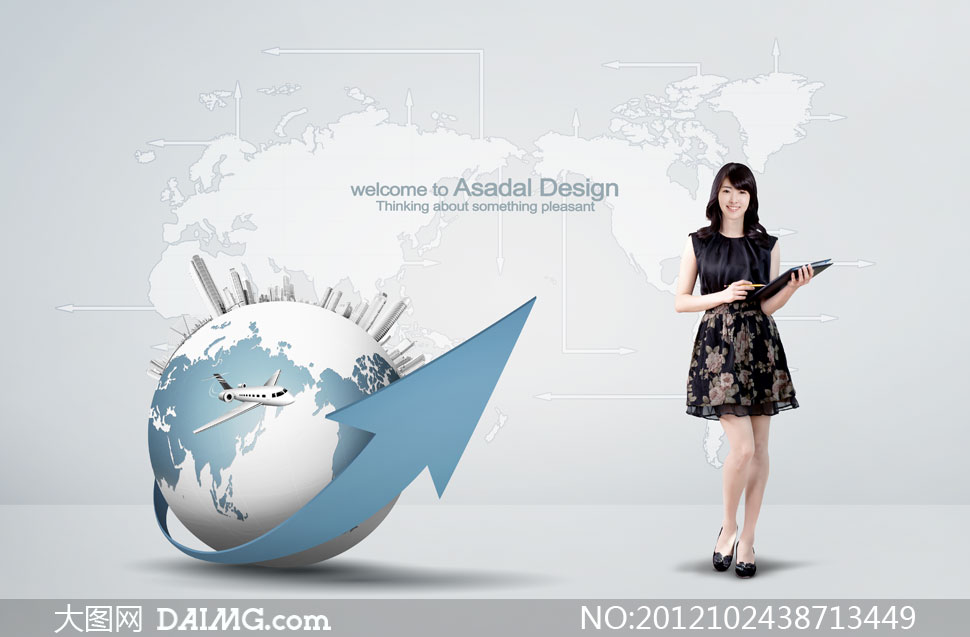 职场<em>女白领</em>与地球建筑PSD分层素材 - 大图网设