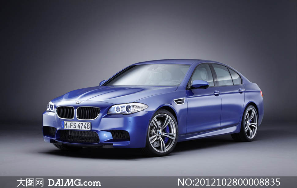 宝马M5蓝色轿车摄影图片 - 大图网设计素材下