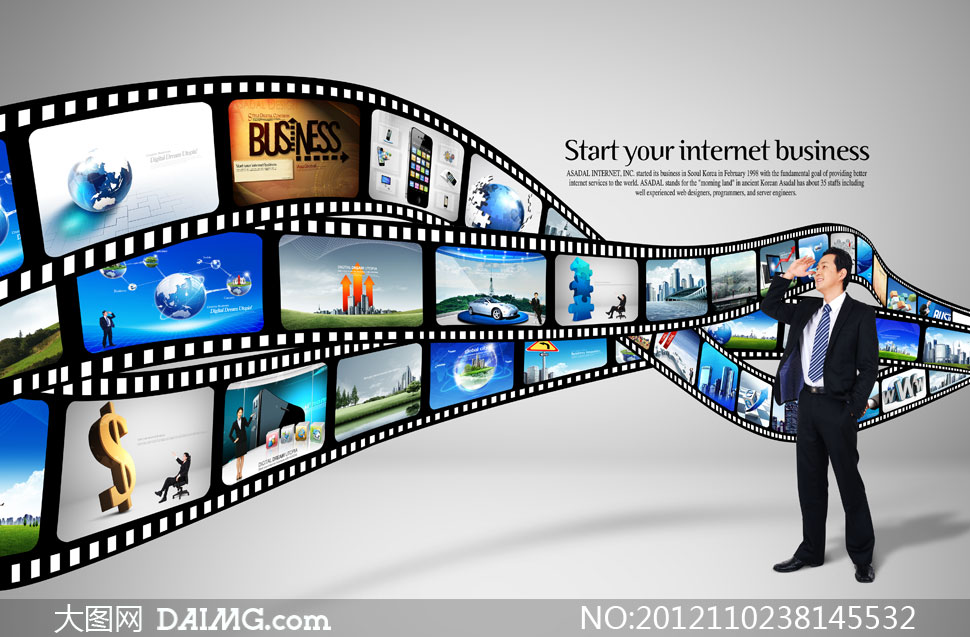电影胶片与职场人物psd分层素材 - 大图网设计